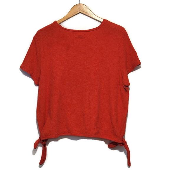 Madewell Texture & Thread Short Sleeve Crew Neck Tie Waist Red Top Size XL - Picture 9 of 14